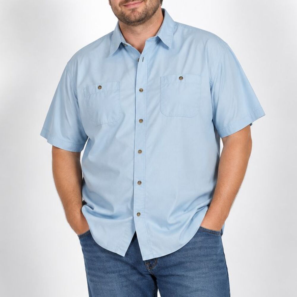 KingSize Men’s 3XL Tall Light Blue Short Sleeve Button Down Casual Shirt